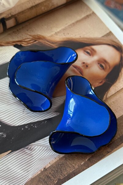 Trendy Butik Vip Saks Blue Wave Model Earrings