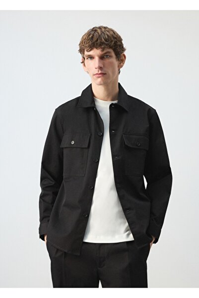 MANGO Man Cepli %100 pamuklu gömlek ceket