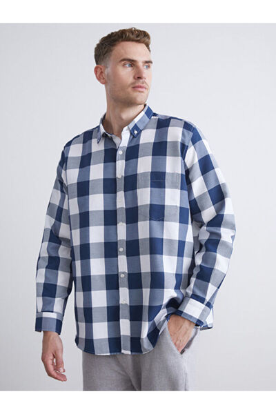 LC Waikiki Regular Fit Long Sleeve Plaid Dobby Men's Shirt