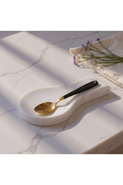 Generic مسند ملاعق رخامي من تصميم بليك مادلين - 23 × 10.5 × 2.75 سم