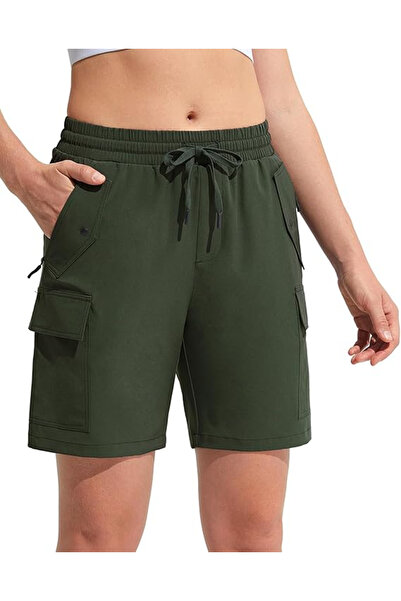 OEM Women's breathable sports pants with pockets and elastic waist, green sho...