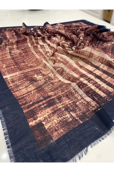 Bohemian Navy Blue Viscose Cotton Scarf 100 X 100 cm