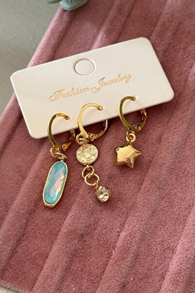 Trendy Butik Shiny Stone Set Earrings