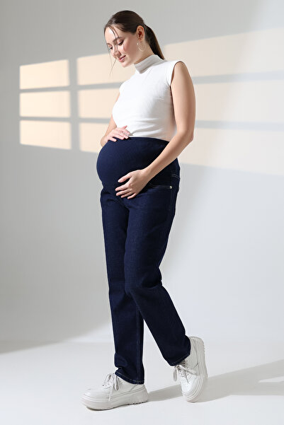 ZEYCEN Kadın Dar Paça Kot Hamile Pantolonu Beli Ayarlanabilir Lastikli Esnek ...