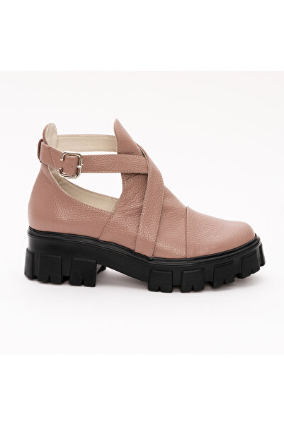 VAGAM Nude Cutout Genuine Leather Shoes