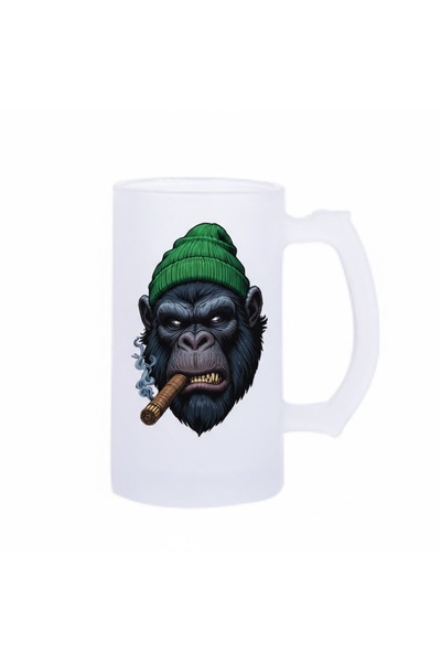 sartre art كوب بيرة مطبوع عليه شعار بوروكو غوريلا سترونيك سعة 500 مل - كوب زج...