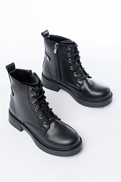 Zerenyus Exi̇n-02-2003 Premium Black Lace-Up Zippered Daily Women's Boots