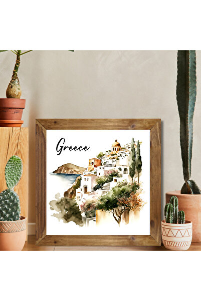 Tuba Decor Tablou pătrat cu ramă din lemn, Grecia