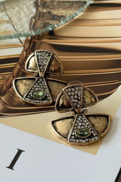 Trendy Butik Vip Bohemian Green Stone Earrings