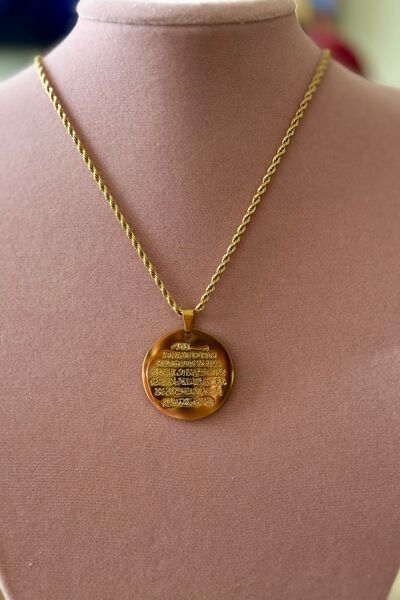 Trendy Butik Çelik Burgu Zincirli Ayet-el Kürsi Kolye