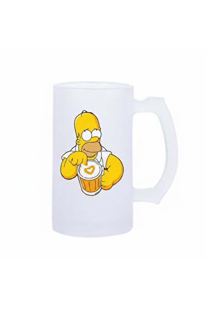 sartre art كوب بيرة سيمبسونز بطباعة شعار مضحك 500 مل - كوب زجاجي كبير الحجم ب...