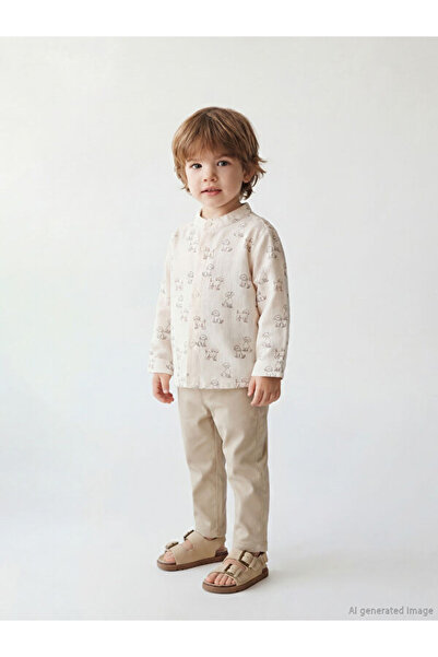 LC Waikiki Rmz Gi̇yi̇m Farkiyla Hakim Roba Collar Baby Boy Shirt and Pants