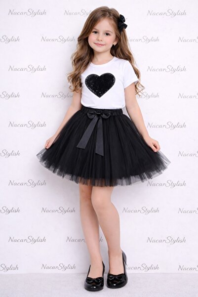 Nacar 23 Nisan 29 Ekim Kalp T-shirt&Tütü Etek 2'li Takım - 23 Nisan Gösteri K...