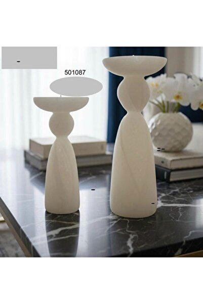 mm حاملات شموع من المرمر الأبيض بتصميم عصري وأنيق