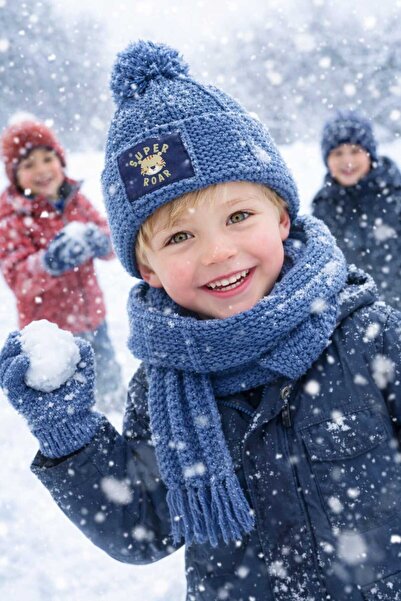 Kitti Anti-Pilling Fleece Textured Boy's Scarf, Beanie, and Glove Set