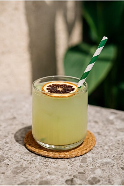 alenked مصاصات ورقية بيضاء مخططة باللون الأخضر 6 مم × 19.7 سم 50 قطعة