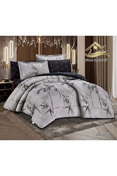 Afkar Albayet Summer double bedsheet set, 6 pieces, floral pattern, microfiber