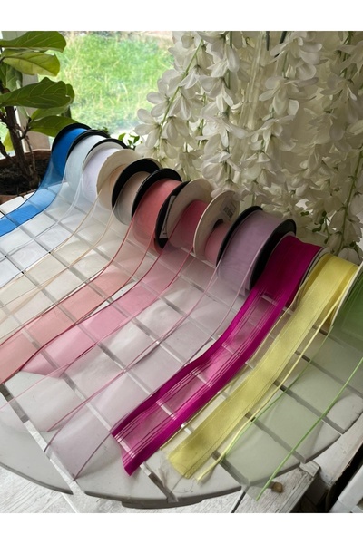 Helvacıoğlu Çikolata Şifon Kurdeleler, 12 Renk Çeşitli Ebatlarda, 90 metre, 4...