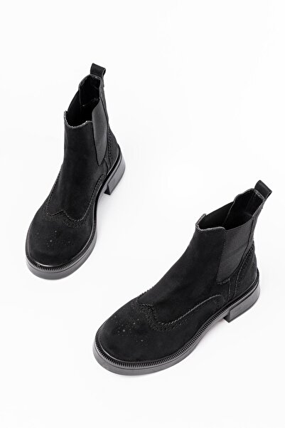 Zerenyus Exi̇n-02-2002 Premium Black Suede Elastic Daily Women's Boots