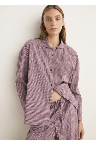 MANGO Woman Cotton Two-Piece Gingham Pajamas