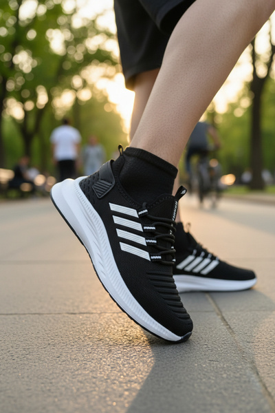 enoch Ortopedik Ultra Hafif Şeritli Fileli Çoraplı Sneaker Spor Ayakkabı