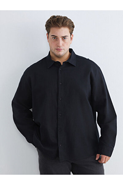 LC Waikiki Rmz Gi̇yi̇m Farkiyla Large Size Standard Fit Long Sleeve Ke Linen ...