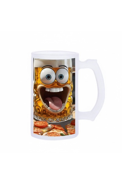 sartre art كوب بيرة زجاجي مطبوع عليه شعار بيرا بيتزا إسبريلو 500 مل - كوب زجا...