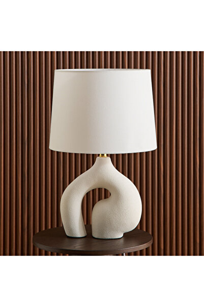 Generic Nash Zoe Big Size Ceramic Table Lamp with Linen Shade - 28x13x55 cm