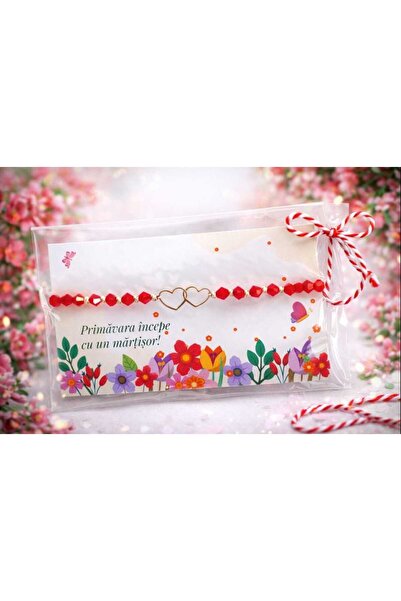 MIKKA STYLE Bracelet with red crystals and 925 silver balls