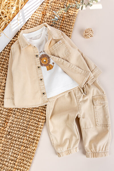 Babymod Gömlekli 3'lü Şık Erkek Bebek Takım Set