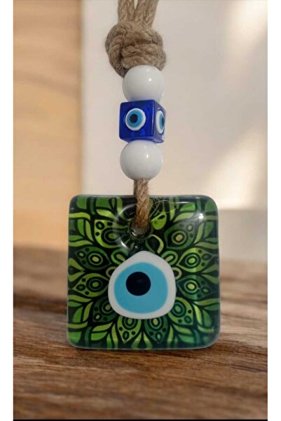 ella'nın çarşısı Πράσινη Ειδική Σχεδίαση Τετράγωνη Χάντρα Κακού Ματιού 6 εκ. ...