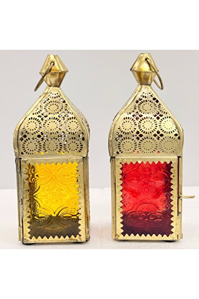 Souq DESIGNS مجموعة فوانيس عربية مكونة من قطعتين - فوانيس رمضان، حامل شموع فا...