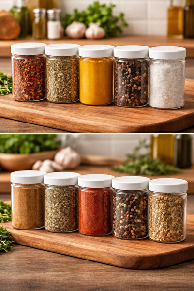 long way Plastic Spice Jar 5 Pieces, Spice Container 250 ml with Lid