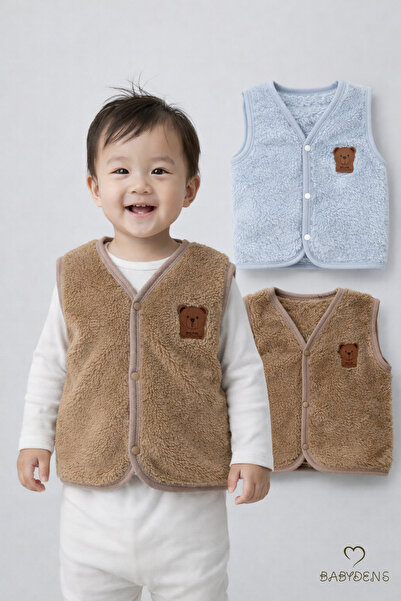 BABYDEN'S 2’li Welsoft Yelek Seti Erkek Bebek & Çocuk Peluş Yumuşak Kışlık Be...