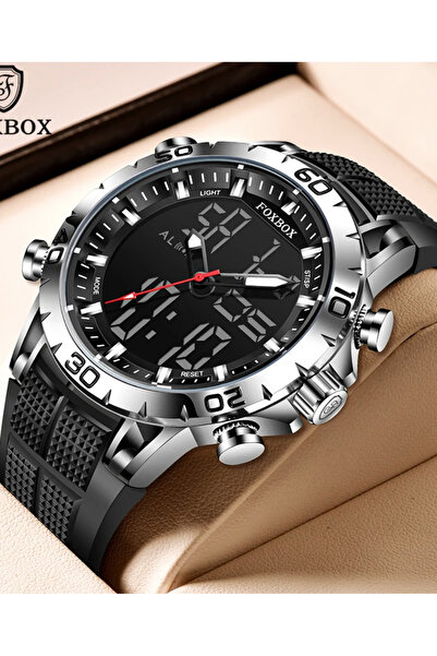 Lige Spor Tasarım Silikon Kordon Gümüş Renk Kasa Erkek Kol Saati