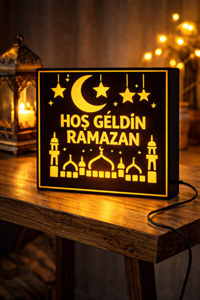 Exyrio Hoş Geldin Ramazan LED Işıklı Masa Lambası | Dekoratif Pleksi Gece Lam...