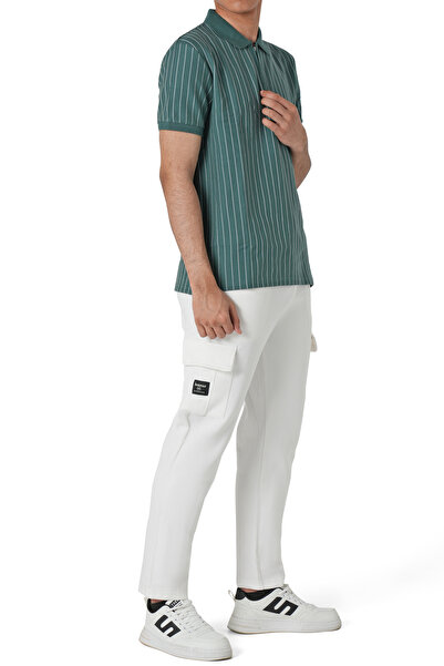 hendam Men's Short Sleeve Striped Polo Shirt