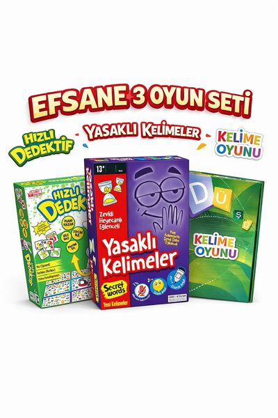 Hobi Eğitim Dünyası 3Lü Oyun Seti Kelime türetme Oyunu Yasaklı Kelimeler Hızl...