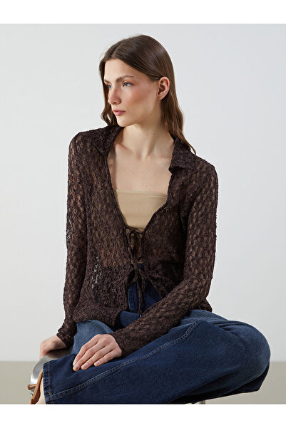 LC Waikiki Vizyon New Season Polo Neck Lace Women's Cardigan