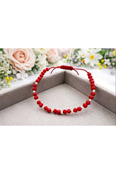 MIKKA STYLE Bracelet with red crystals and 925 silver balls