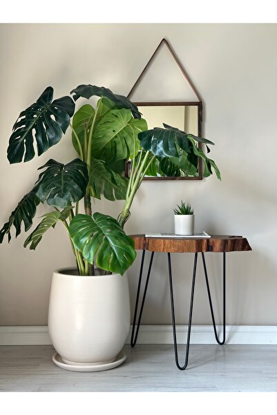 odka Armut Saksı Tabaklı H: 32cmx Çap: 26cm Ekru