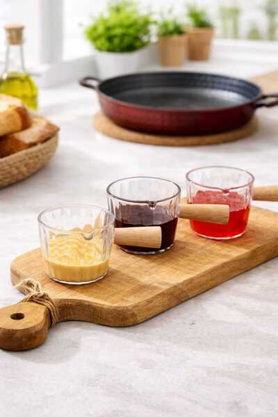 CELSEN HOME 3-Piece Mica Jam Bowl and Sauce Bowl with Wooden Handle, Tablewar...
