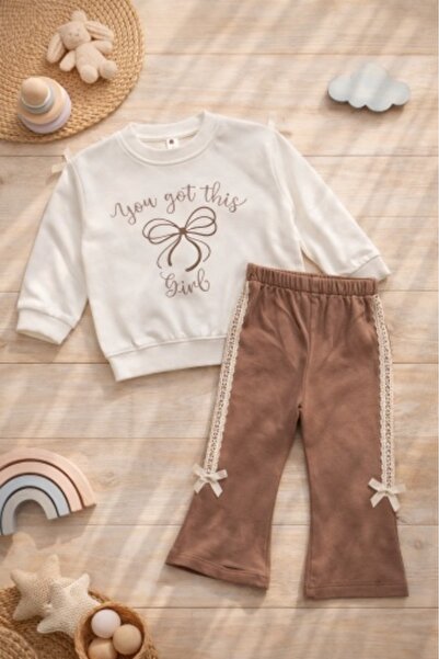 Superbaby Costumas ByMurat cu imprimeu You Got This Girl si fundite decorativ...