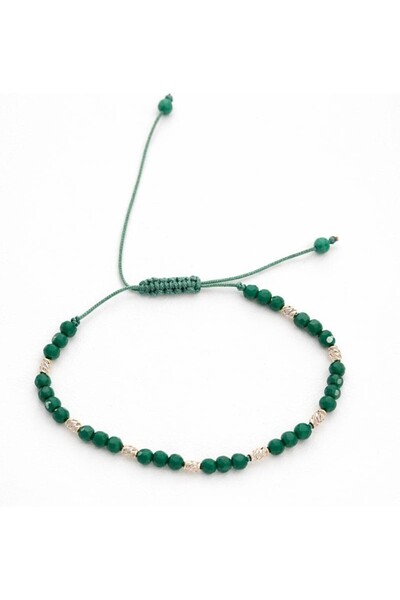 MIKKA STYLE Bracelet with green crystals and 925 silver balls