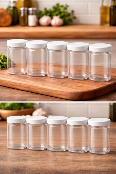 long way Plastik Baharat kavanozu 5 adet , baharatlık 250 ml kapaklı