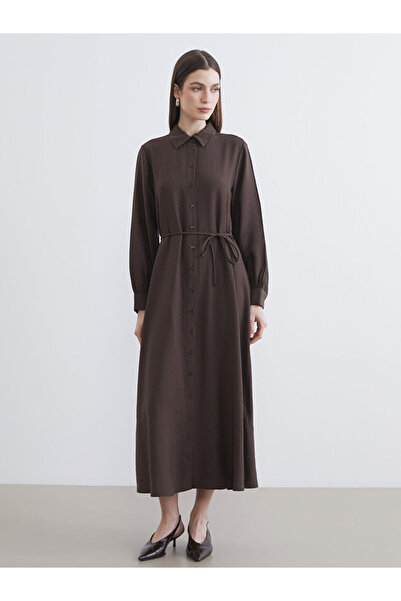 LC Waikiki Textured Belted Shirt Dress