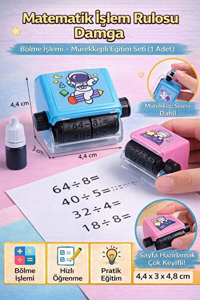 Hane Dostu Matematik İşlem Rulosu Damga – Bölme İşlemi – Mürekkepli Eğitim Se...