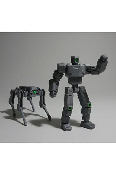ATAY Hareketli Eklem Yapılı Robot Figür ve Robot Köpek Seti - 13 cm Gri Robot...