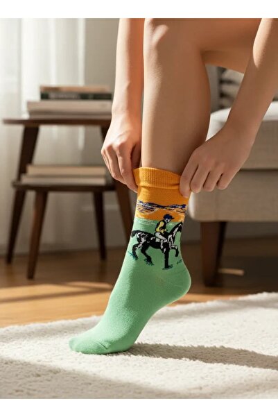 CANMODA Race Horse Jokey Patterned Colorful Fun Unisex Cotton College Socks (...