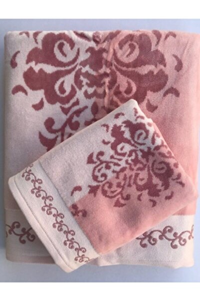 Özdilek طقم مناشف مقاس كينج مكون من قطعتين وردي إيميلي 100% قطن